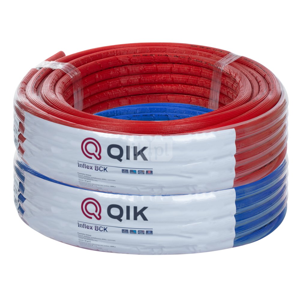 Rura wielowarstwowa QIK PE-RT II/AL/PE-RT II 20x2mm izolacja: INFLEX-BCK 6mm (kolor izolacji czerwony) - kręgi 50m