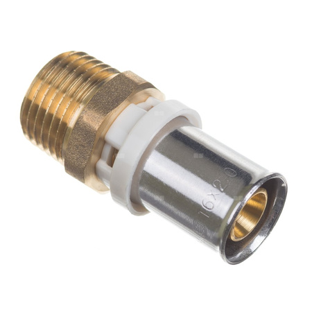 Złączka prosta zaprasowywana redukcja QIK, mosiądz, 20mm x 1/2'' (ZZ x GZ)